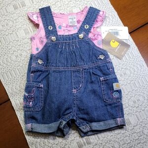 Carhartt Blue Denim Overalls Classic Durable Design